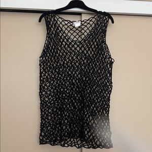 LeComte Black Fishnet Sleeveless Top